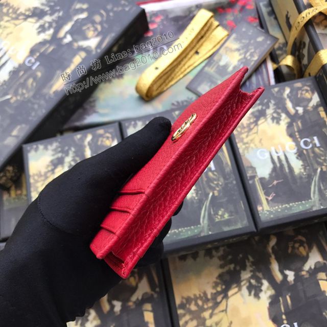 Gucci包 古馳卡包 574804紅全皮 2019高端品質新款小卡包  gudj1443